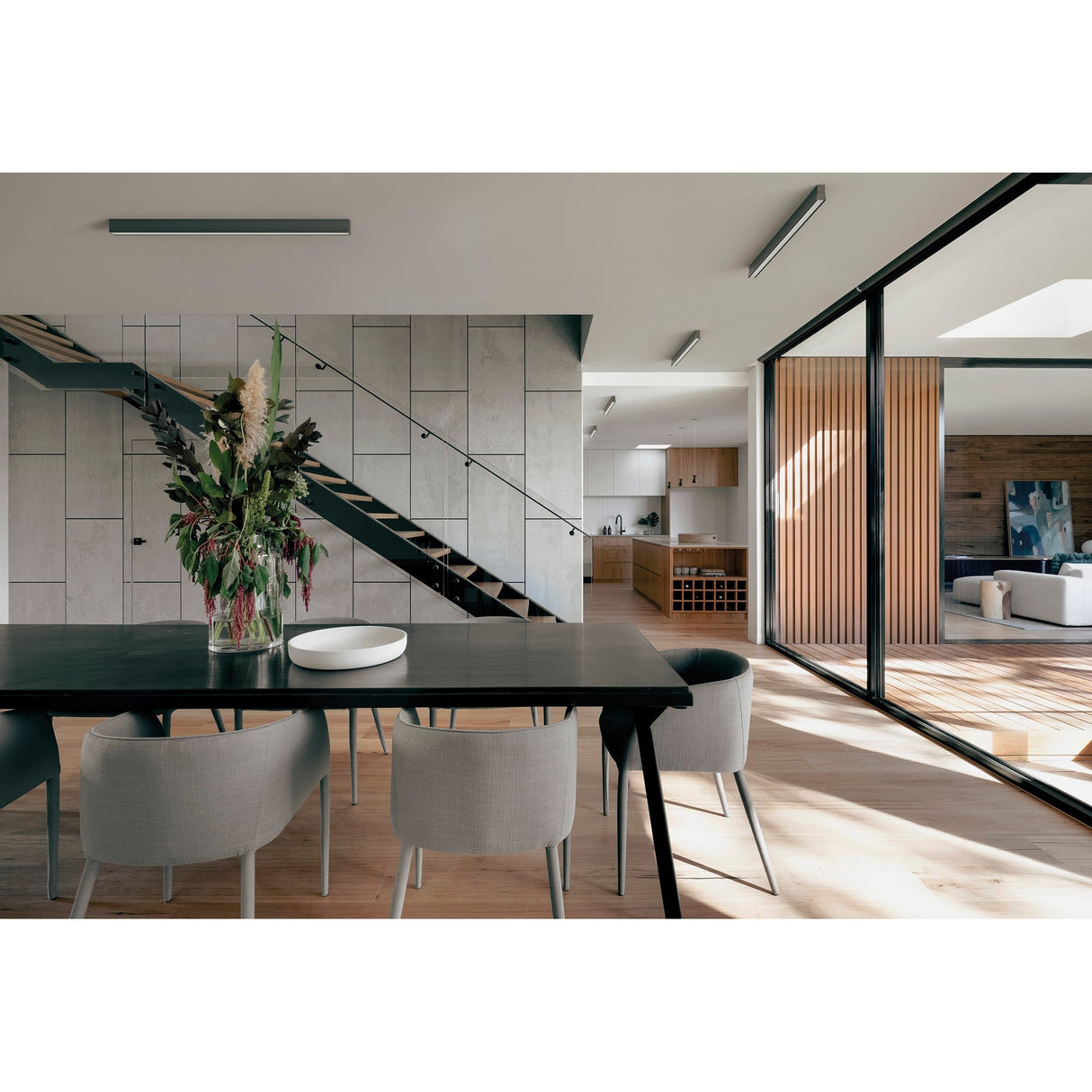 Hanok Linear LED Flush Ceiling Light 4000K 38W - Black