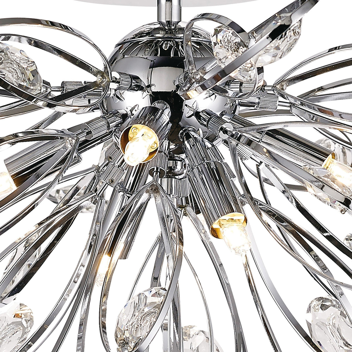 Harlow 6 Light Crystal Semi-Flush Ceiling Light - Polished Chrome