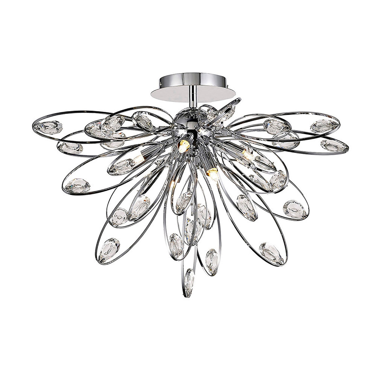 Harlow 6 Light Crystal Semi-Flush Ceiling Light - Polished Chrome
