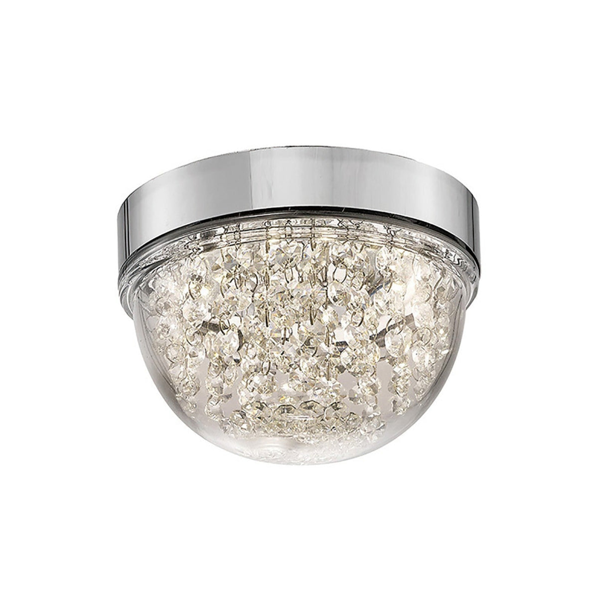 Harper Small LED Crystal Flush Ceiling Light 4000K 6W - Polished Chrome
