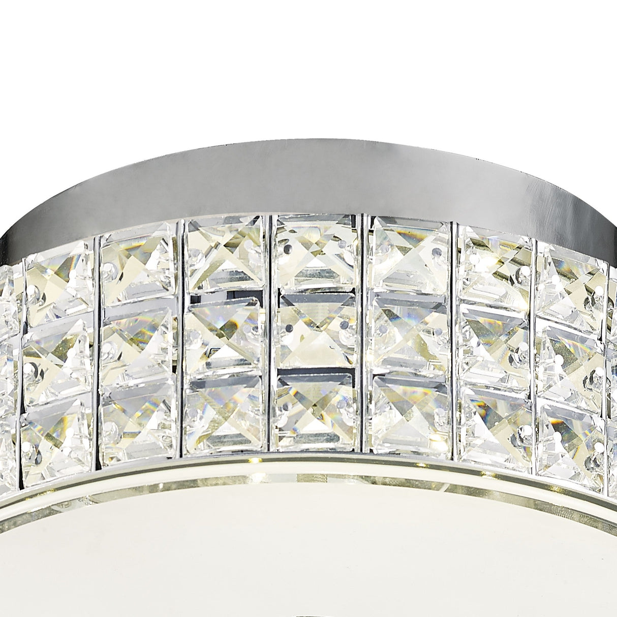 Hawthorne Round LED Crystal Flush Ceiling Light 4000K 18W - Polished Chrome