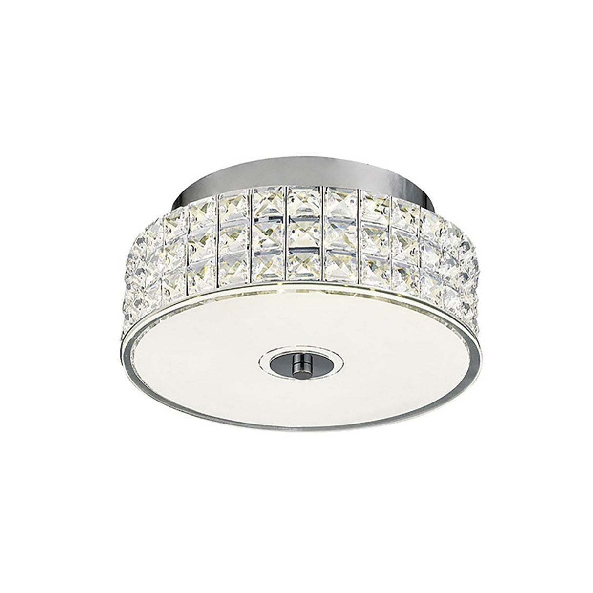 Hawthorne Round LED Crystal Flush Ceiling Light 4000K 18W - Polished Chrome