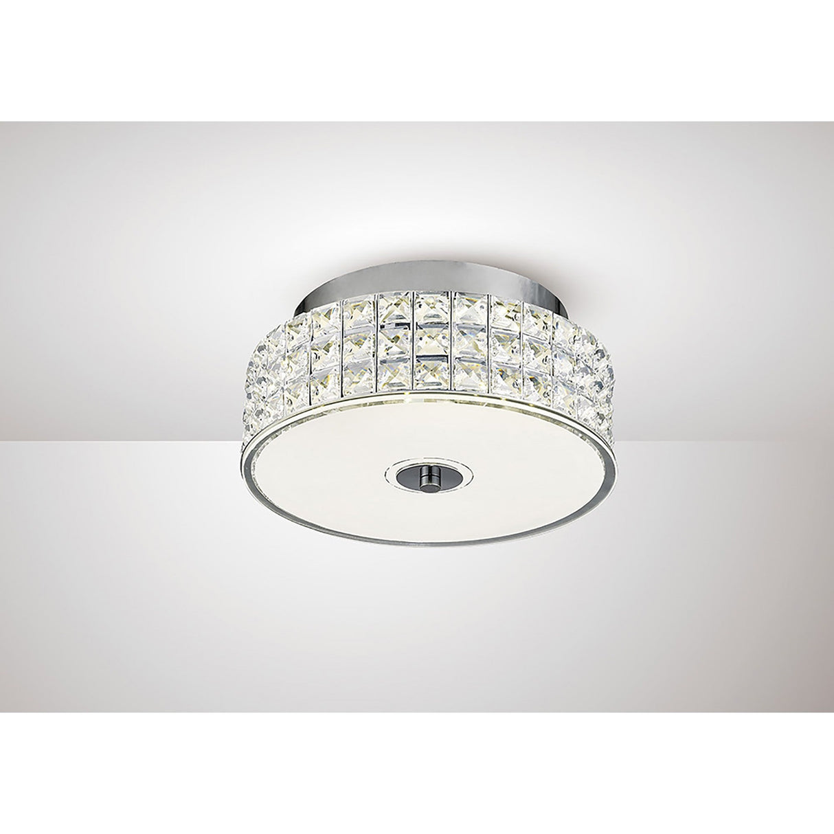 Hawthorne Round LED Crystal Flush Ceiling Light 4000K 18W - Polished Chrome