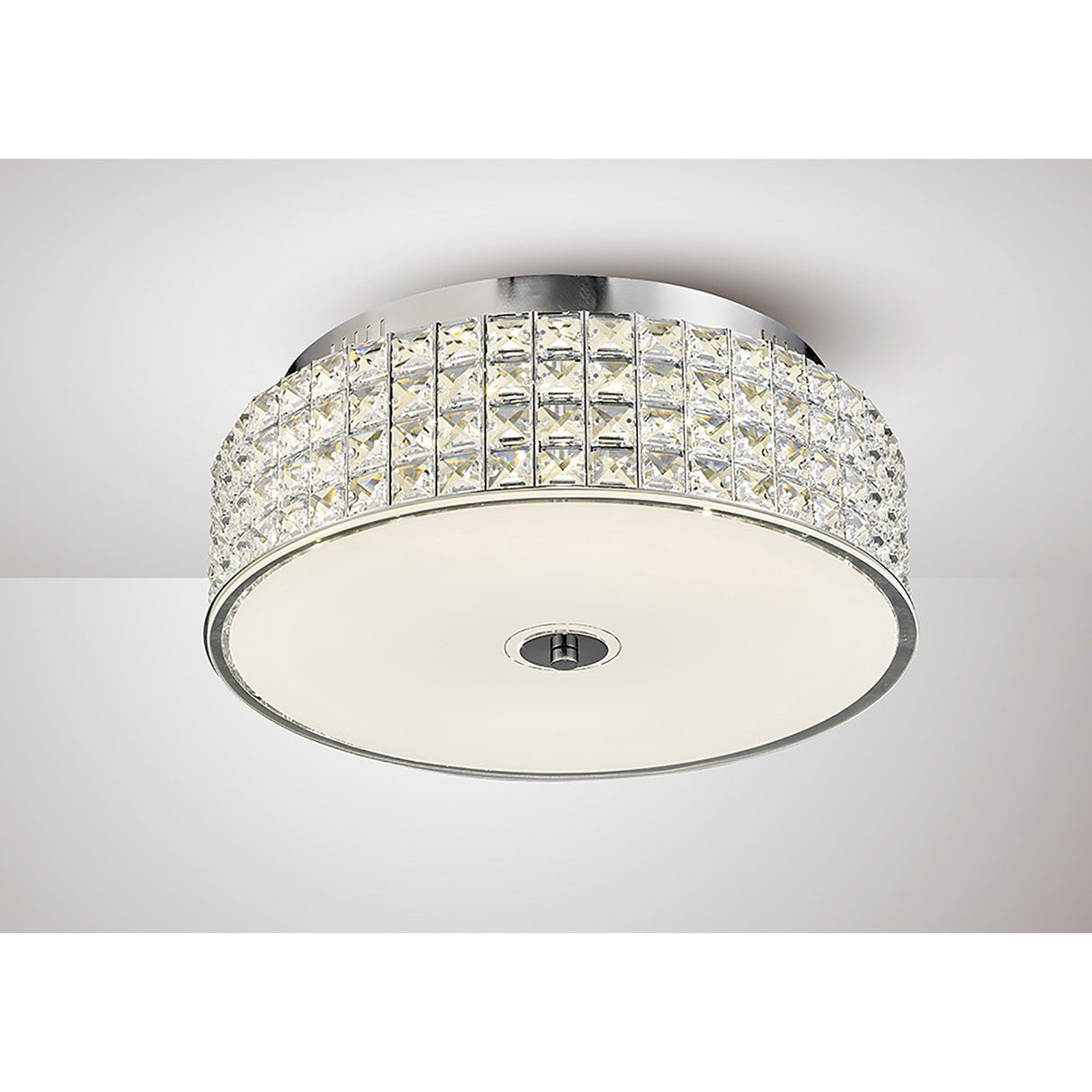 Hawthorne Round LED Crystal Flush Ceiling Light 4000K 30W - Polished Chrome