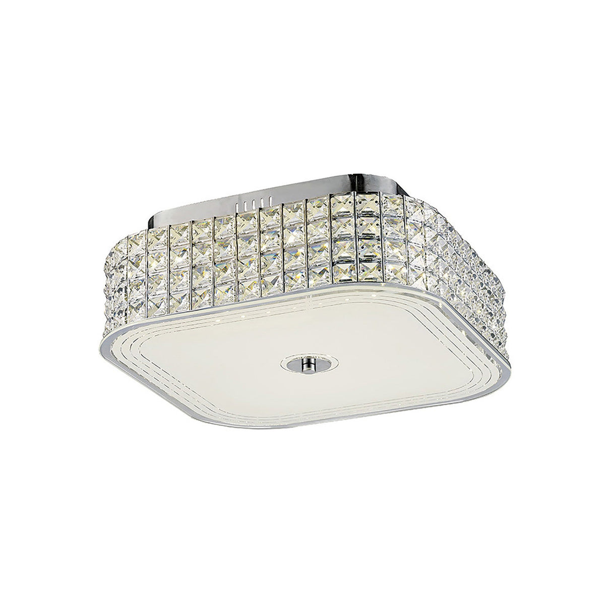 Hawthorne Square LED Crystal Flush Ceiling Light 4000K 30W - Polished Chrome