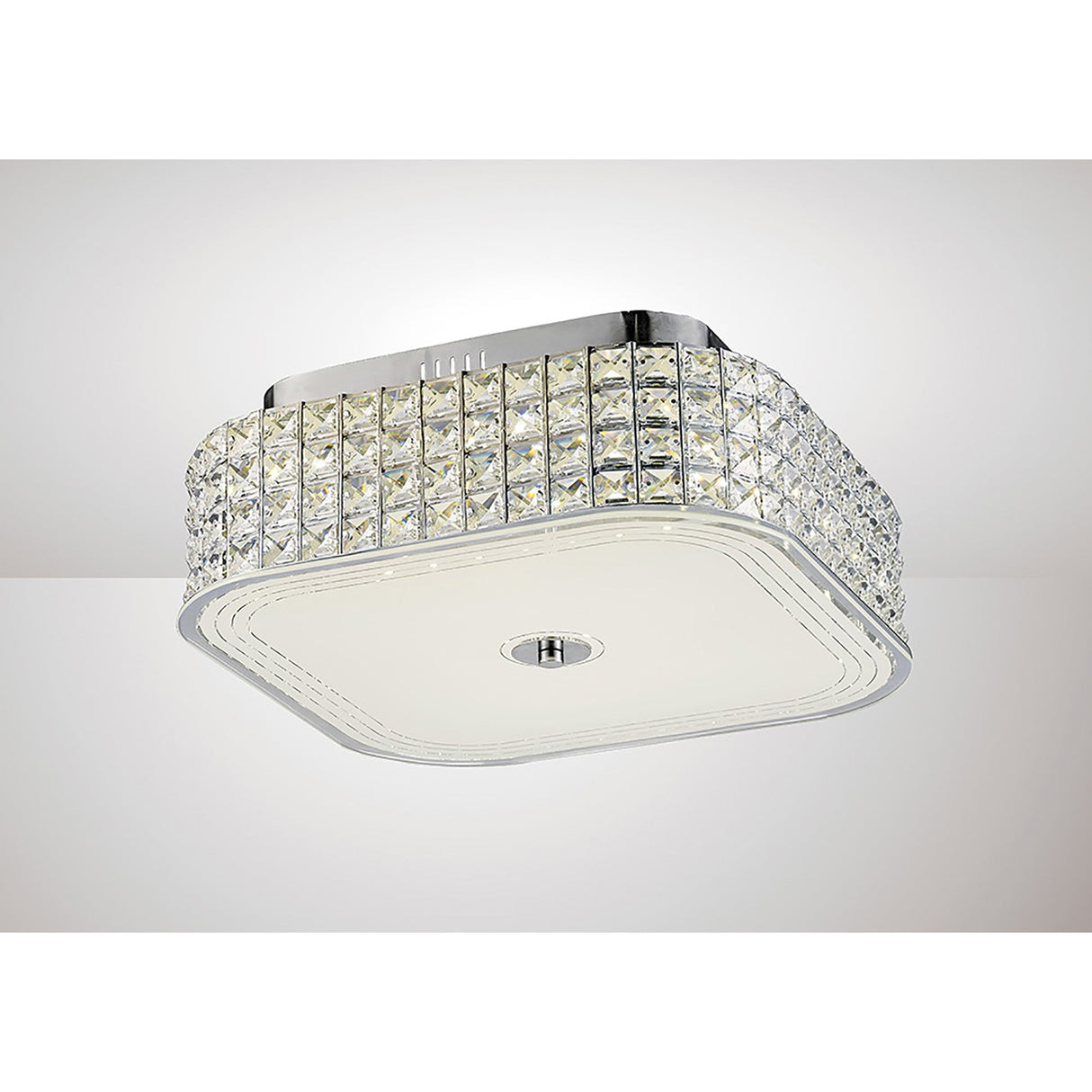 Hawthorne Square LED Crystal Flush Ceiling Light 4000K 30W - Polished Chrome