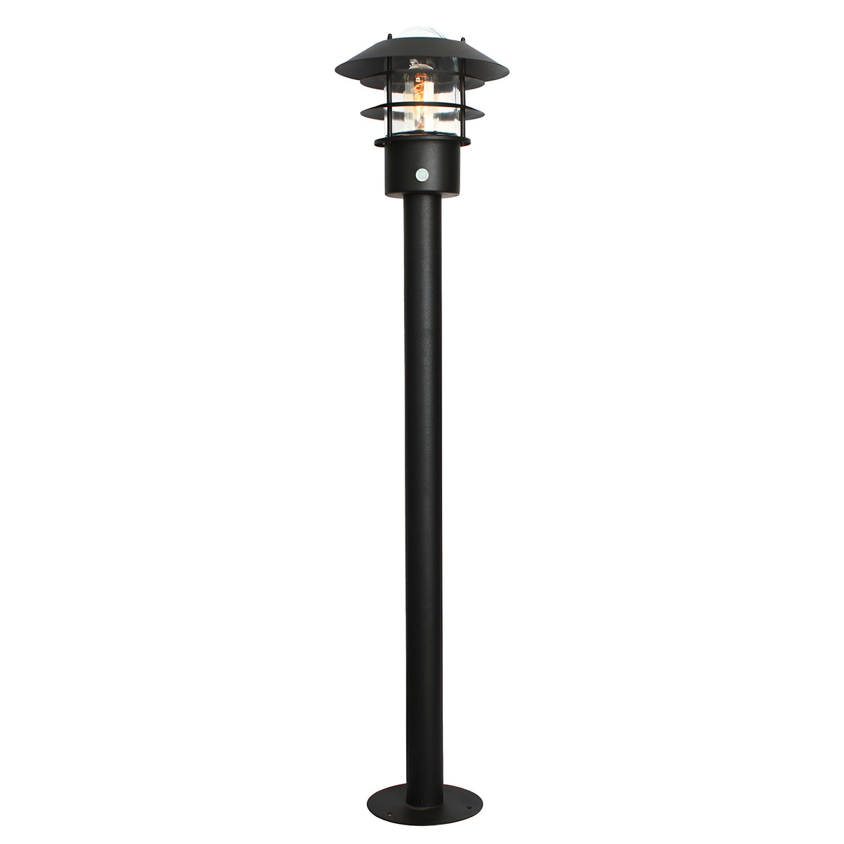 Helsingor 1 Light Bollard Lantern with PIR - Black