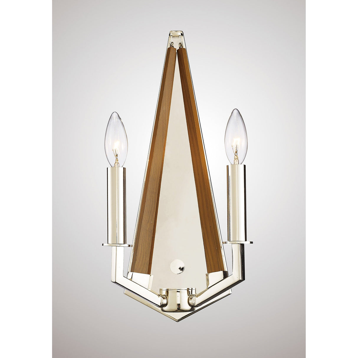 Hilton 2 Light Wood Wall Light - Nickel & Taupe