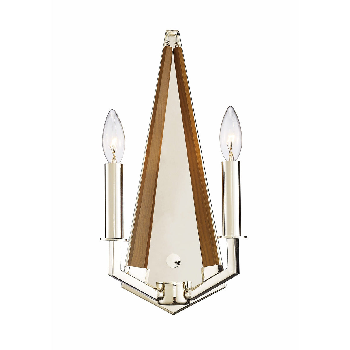 Hilton 2 Light Wood Wall Light - Nickel & Taupe