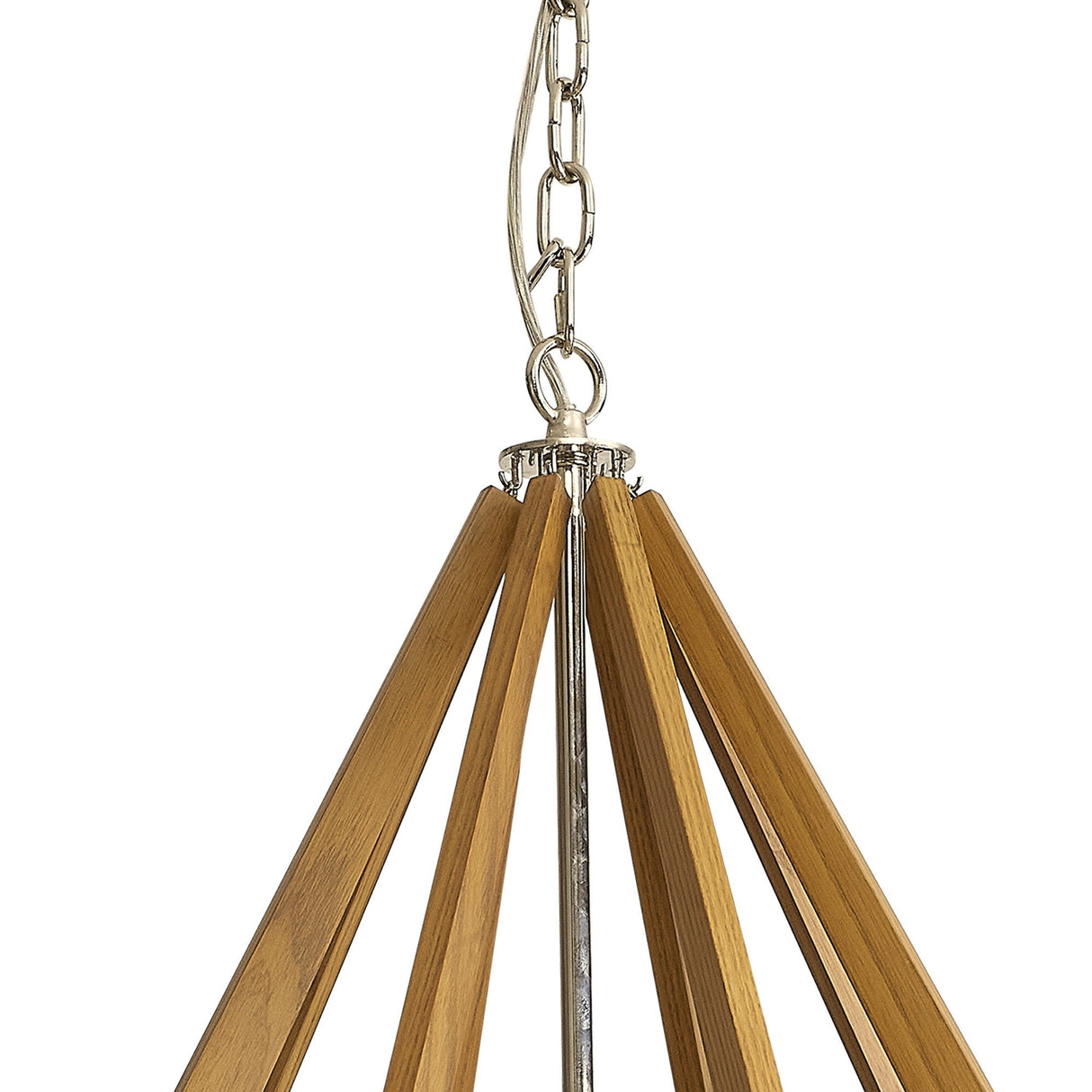 Hilton 81cm Octagonal 8 Light Wood Chandelier - Nickel & Taupe