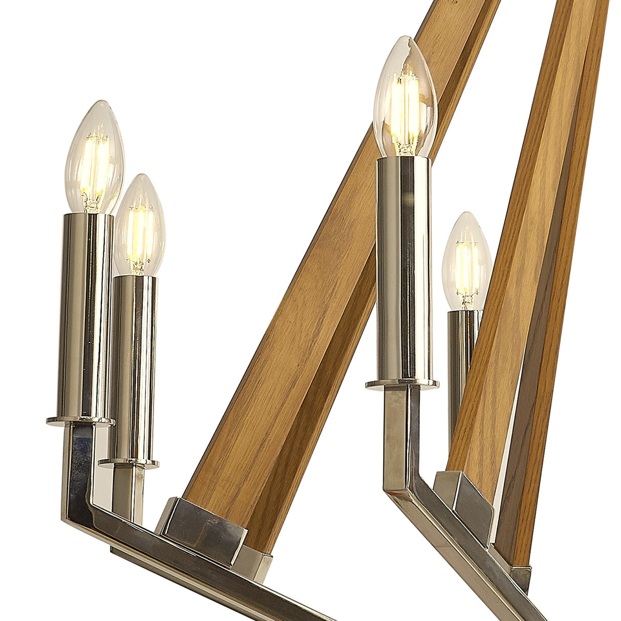 Hilton 81cm Octagonal 8 Light Wood Chandelier - Nickel & Taupe