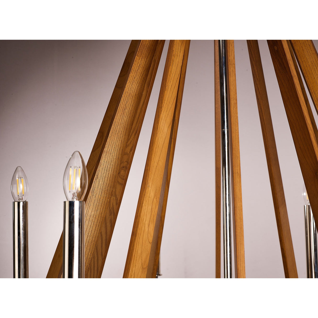 Hilton 121cm 2 Tier 18 Light Wood Chandelier - Nickel & Taupe