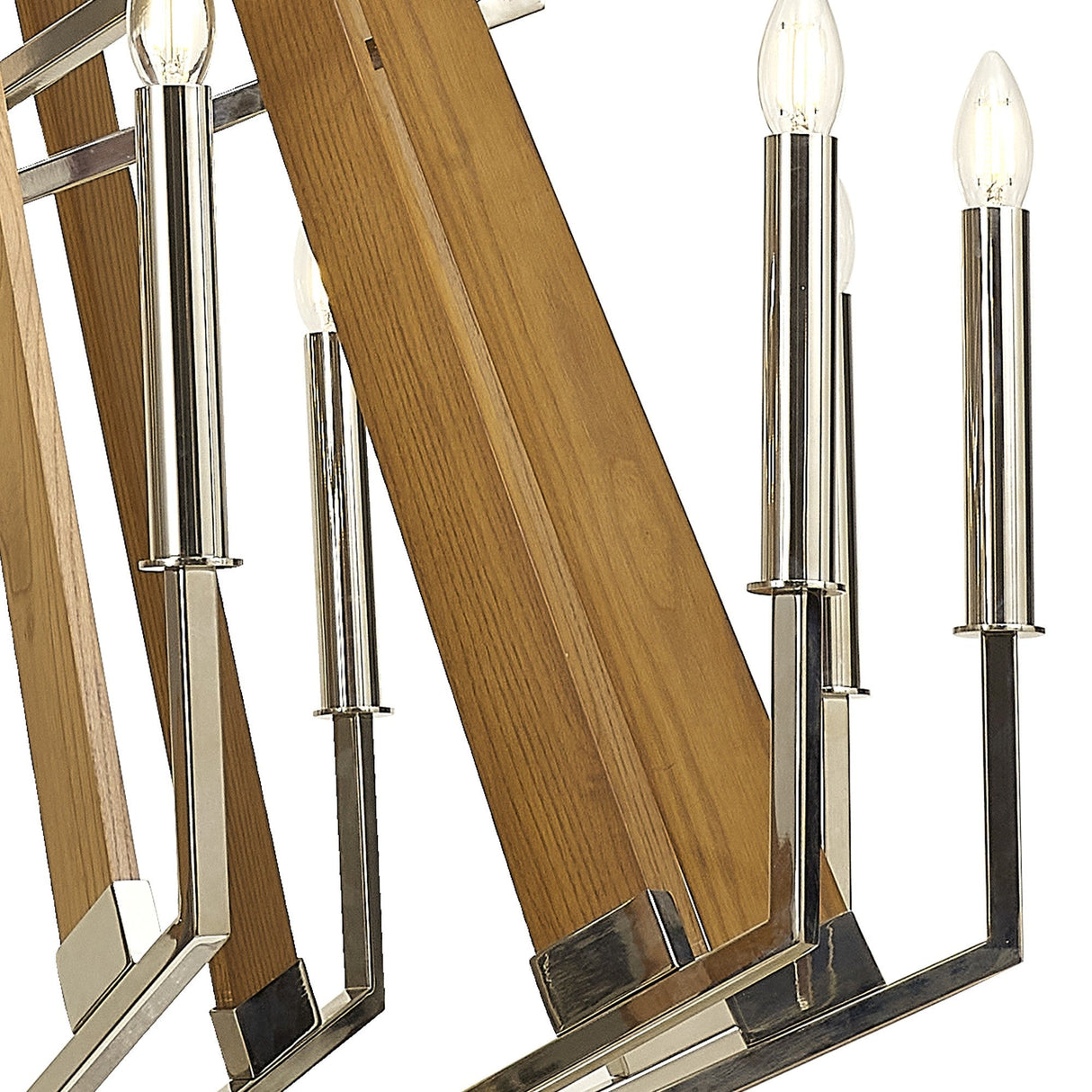 Hilton 121cm 2 Tier 18 Light Wood Chandelier - Nickel & Taupe