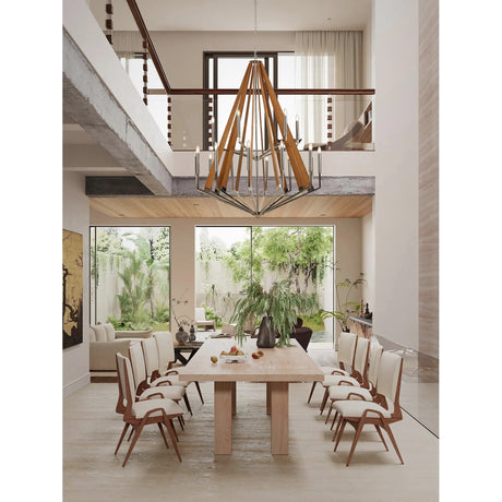 Hilton 121cm 2 Tier 18 Light Wood Chandelier - Nickel & Taupe