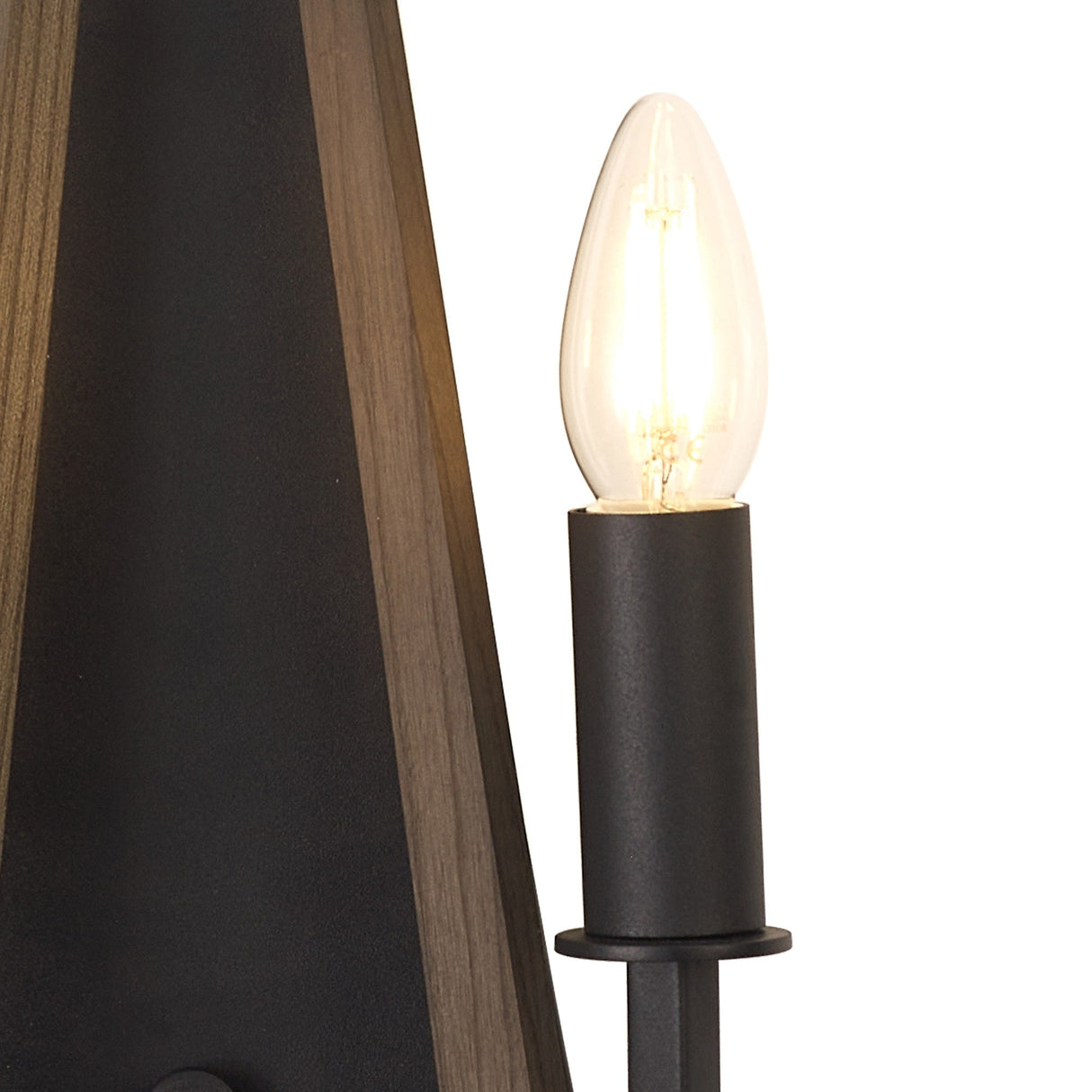 Hilton 2 Light Wood Wall Light - Black & Dark Grey