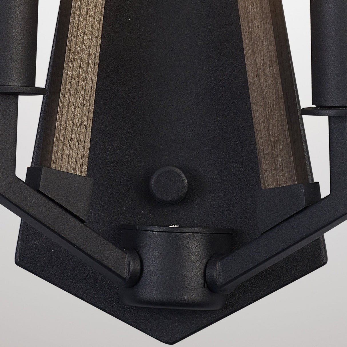 Hilton 2 Light Wood Wall Light - Black & Dark Grey