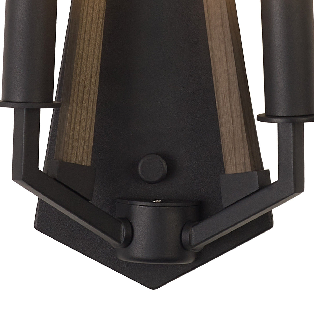 Hilton 2 Light Wood Wall Light - Black & Dark Grey