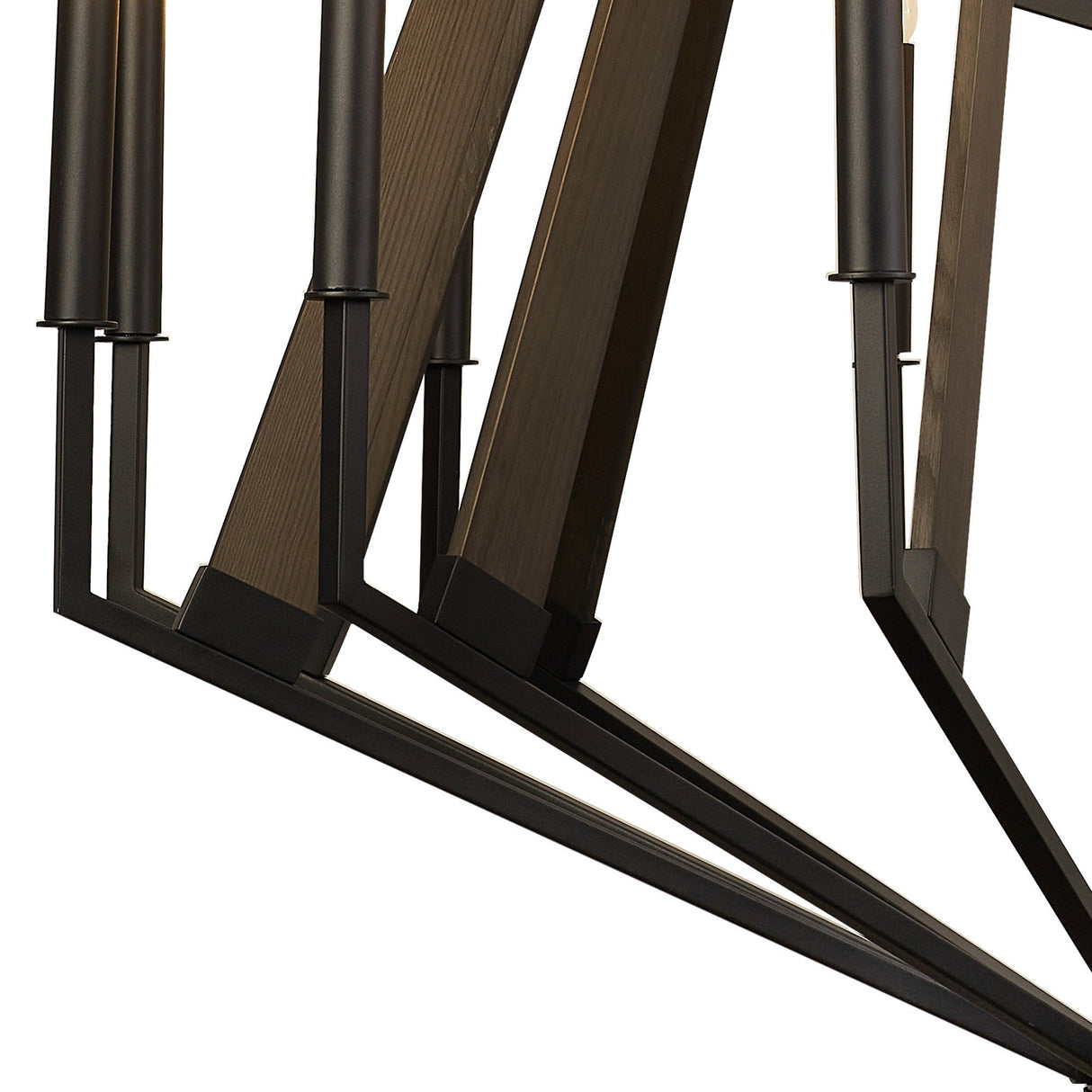 Hilton 121cm 2 Tier 18 Light Wood Chandelier - Black & Dark Grey