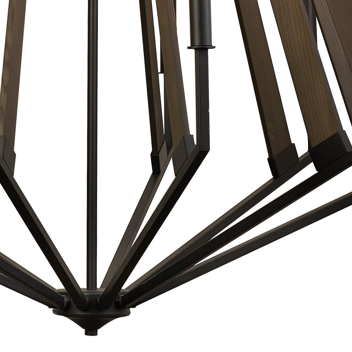 Hilton 121cm 2 Tier 18 Light Wood Chandelier - Black & Dark Grey