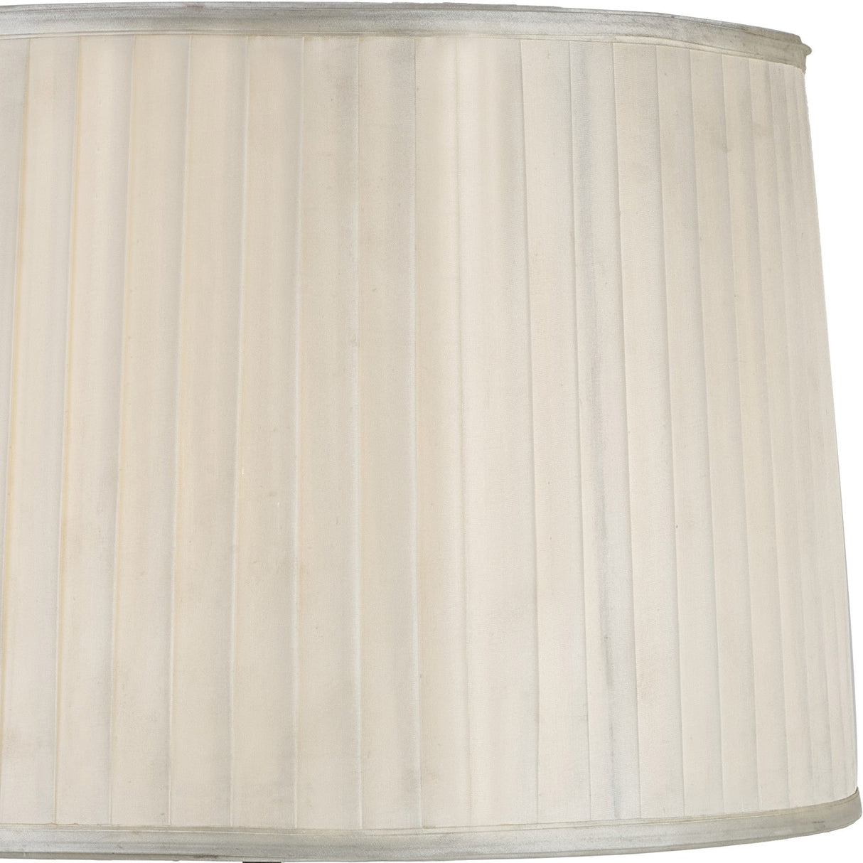 A close-up of the Hilton 1 Light Wood Table Lamp in black, featuring a cream pleated shade with subtle vertical lines and a slim silver trim for a refined, contemporary look.