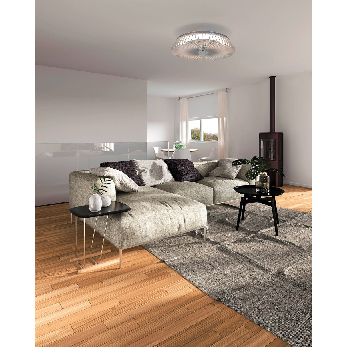 Himalaya CCT Dimmable LED Ceiling Retractable Fan Light With Remote, APP & Voice Control - Silver