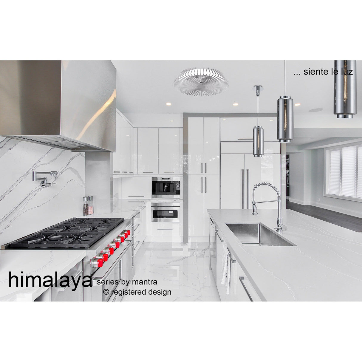 Himalaya CCT Dimmable LED Ceiling Retractable Fan Light With Remote, APP & Voice Control - Silver