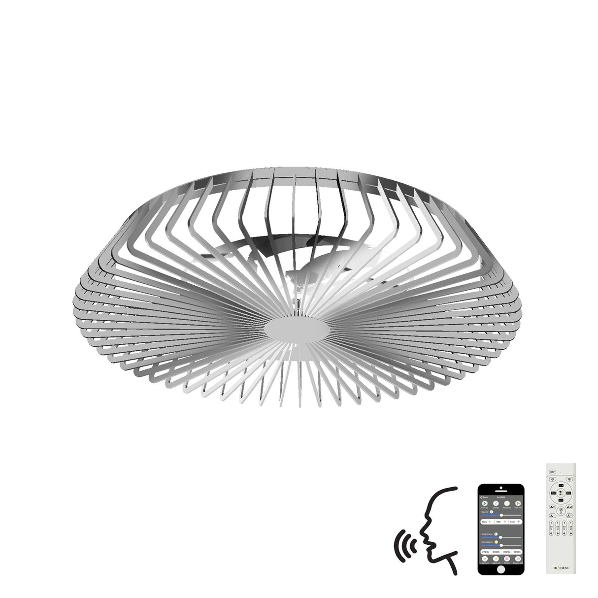 Himalaya CCT Dimmable LED Ceiling Retractable Fan Light With Remote, APP & Voice Control - Silver