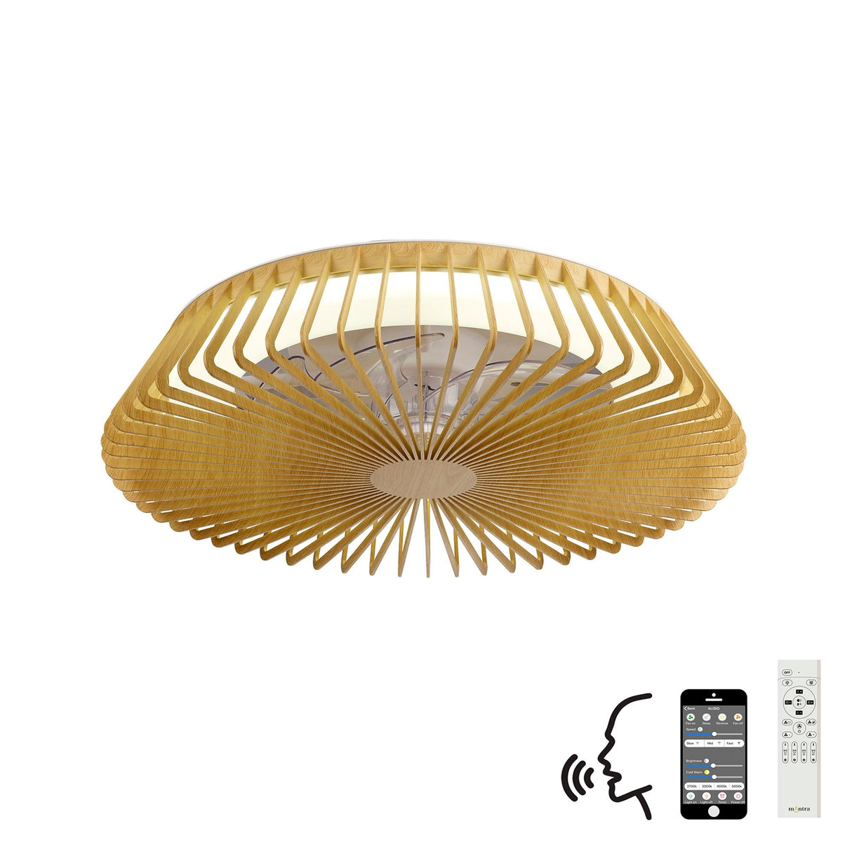 Himalaya CCT Dimmable LED Ceiling Retractable Fan Light With Remote, APP & Voice Control - Brown