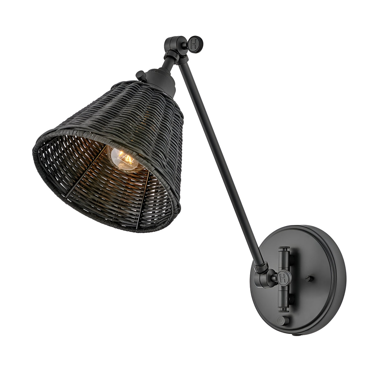 Arti 1 Light Rattan Shade Wall Light - Black