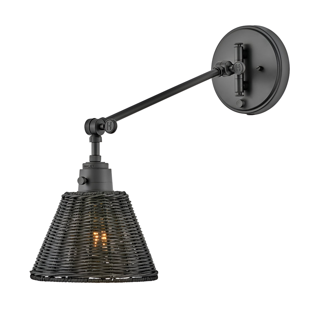 Arti 1 Light Rattan Shade Wall Light - Black