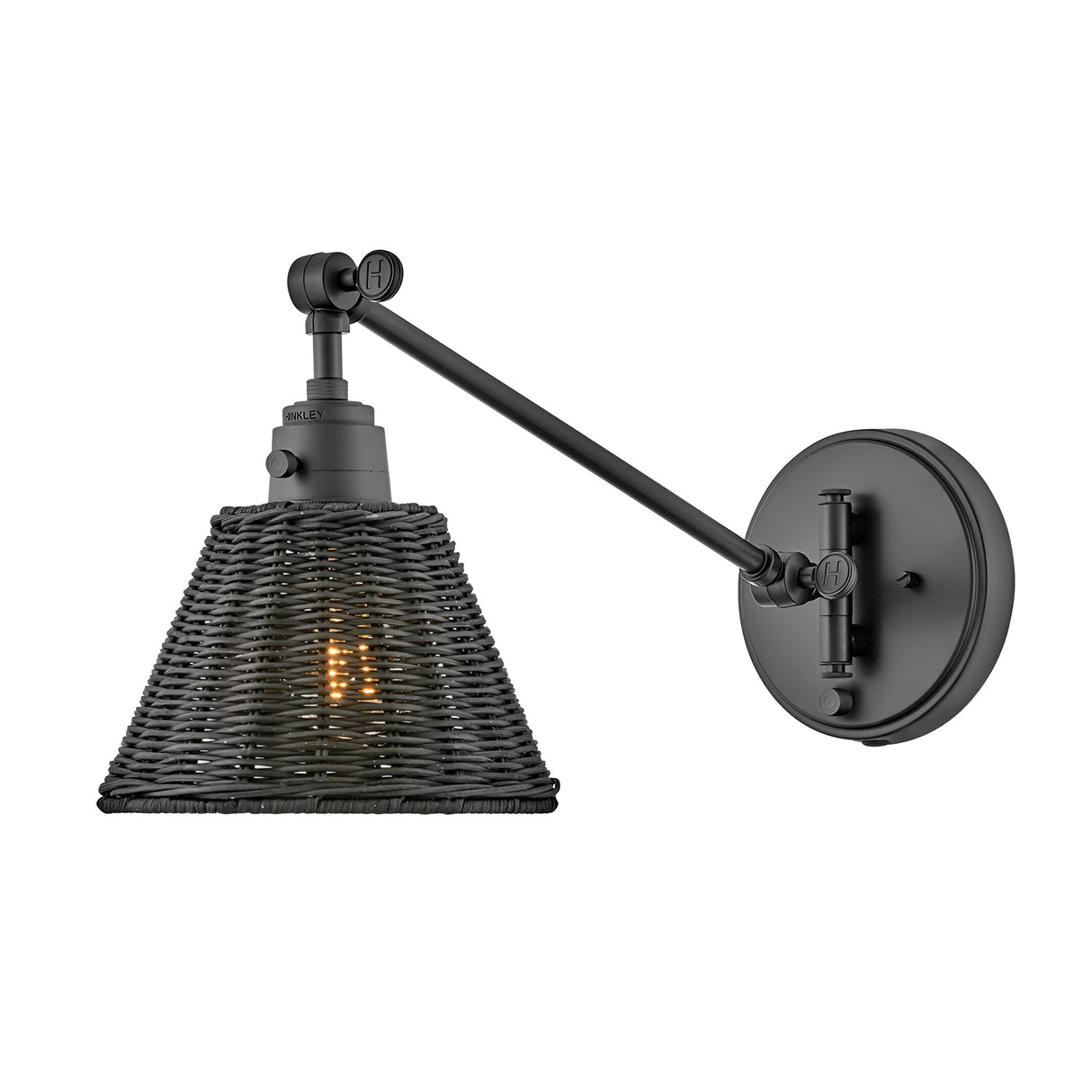 Arti 1 Light Rattan Shade Wall Light - Black