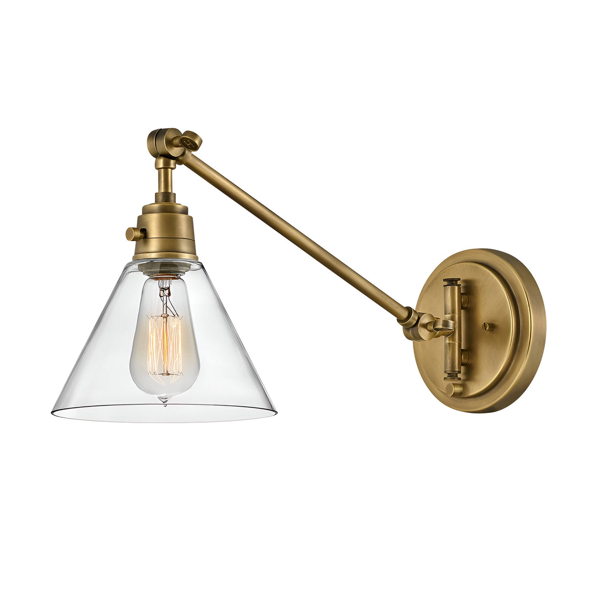 Arti 1 Light Clear Glass Shade Wall Light - Heritage Brass