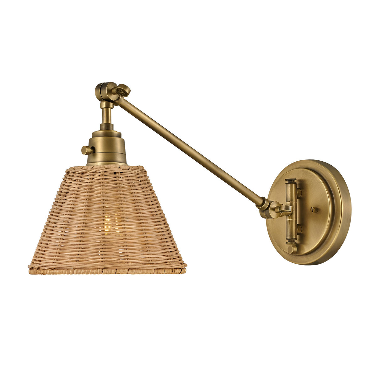 Arti 1 Light Natural Rattan Shade Wall Light - Heritage Brass