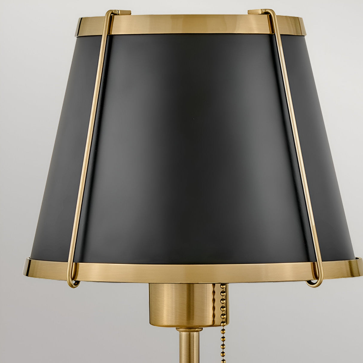 Clarke 1 Wall Light With Pull Switch - Warm Brass & Black Metal Shade