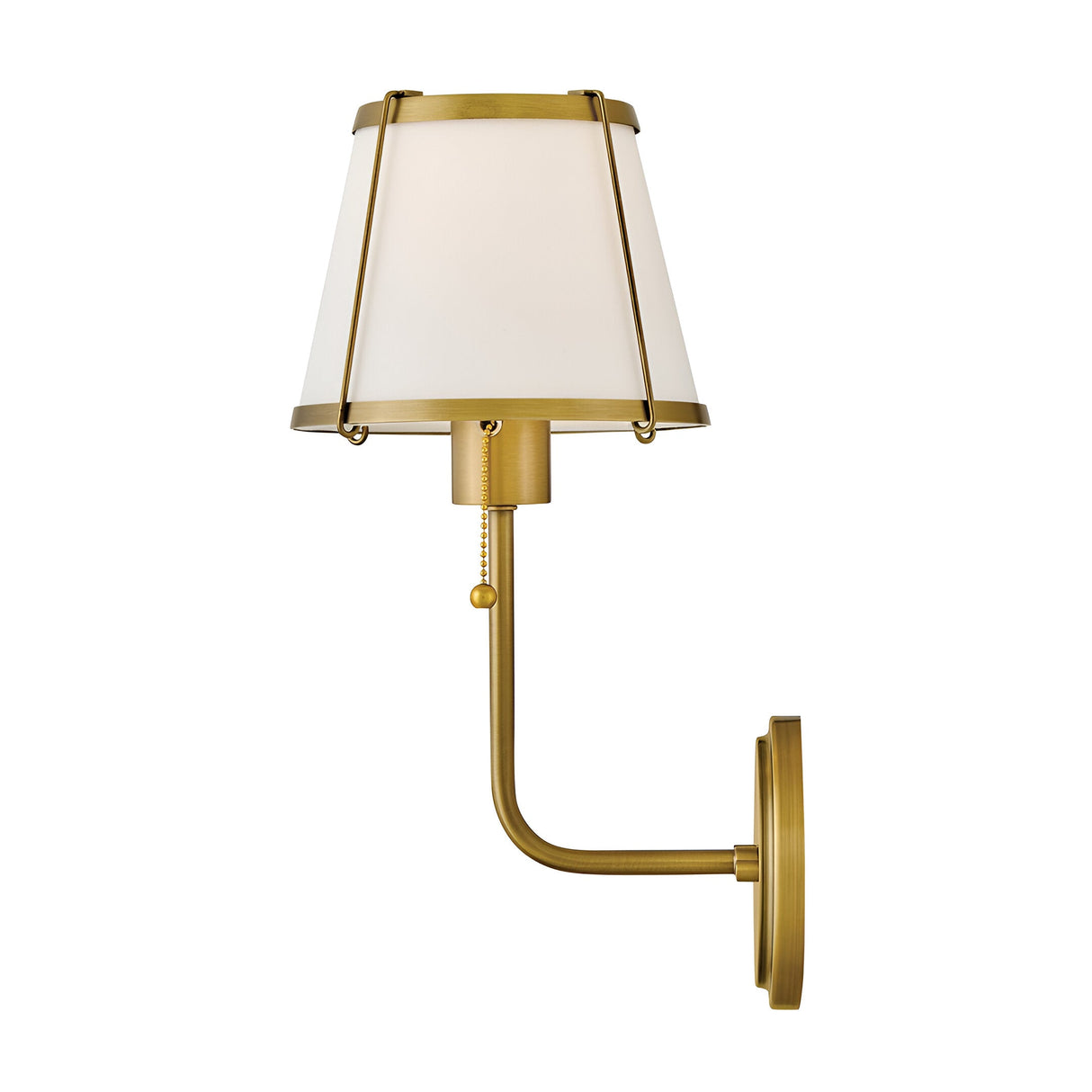 Clarke 1 Wall Light With Pull Switch - Darkened Brass & Ivory Linen Shade