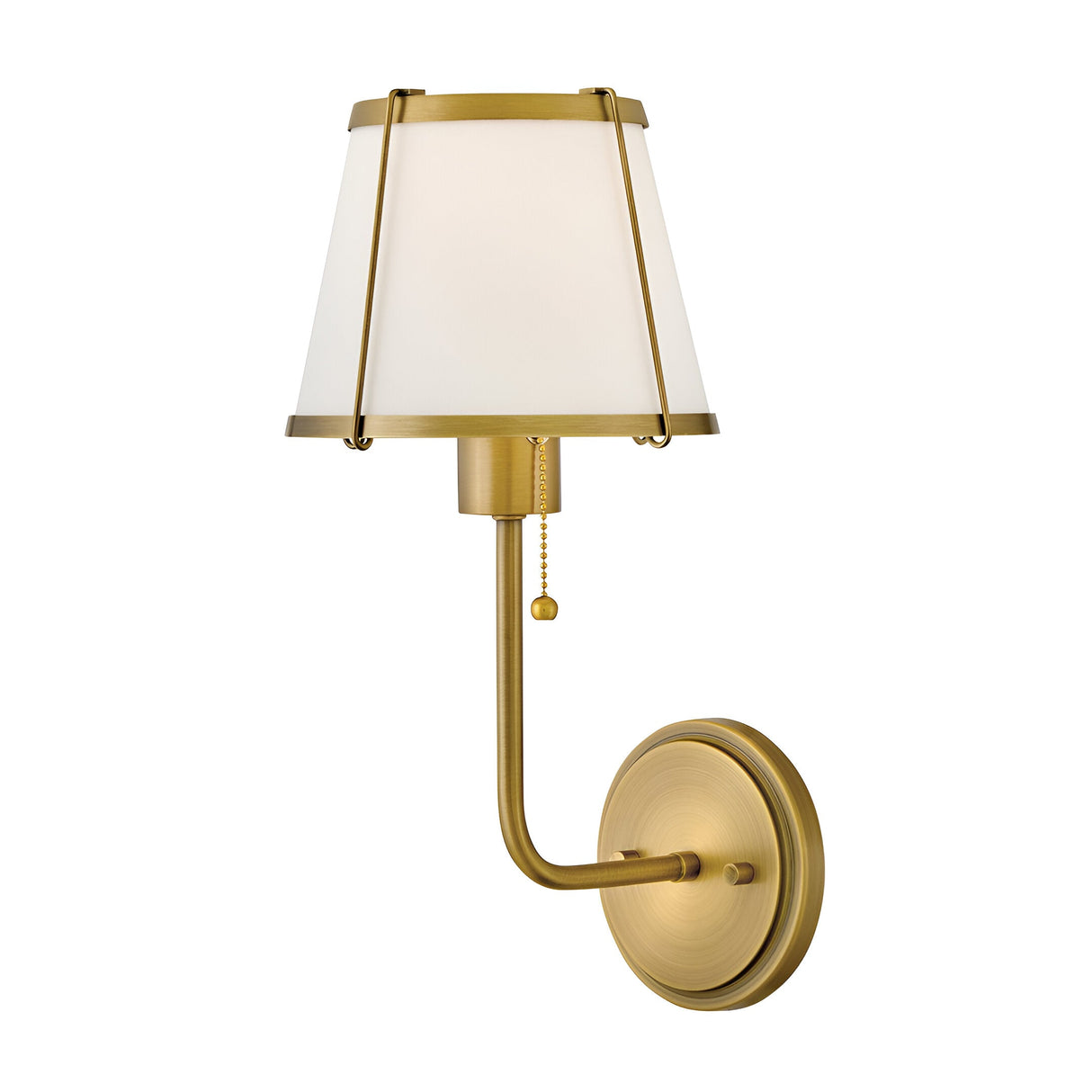 Clarke 1 Wall Light With Pull Switch - Darkened Brass & Ivory Linen Shade