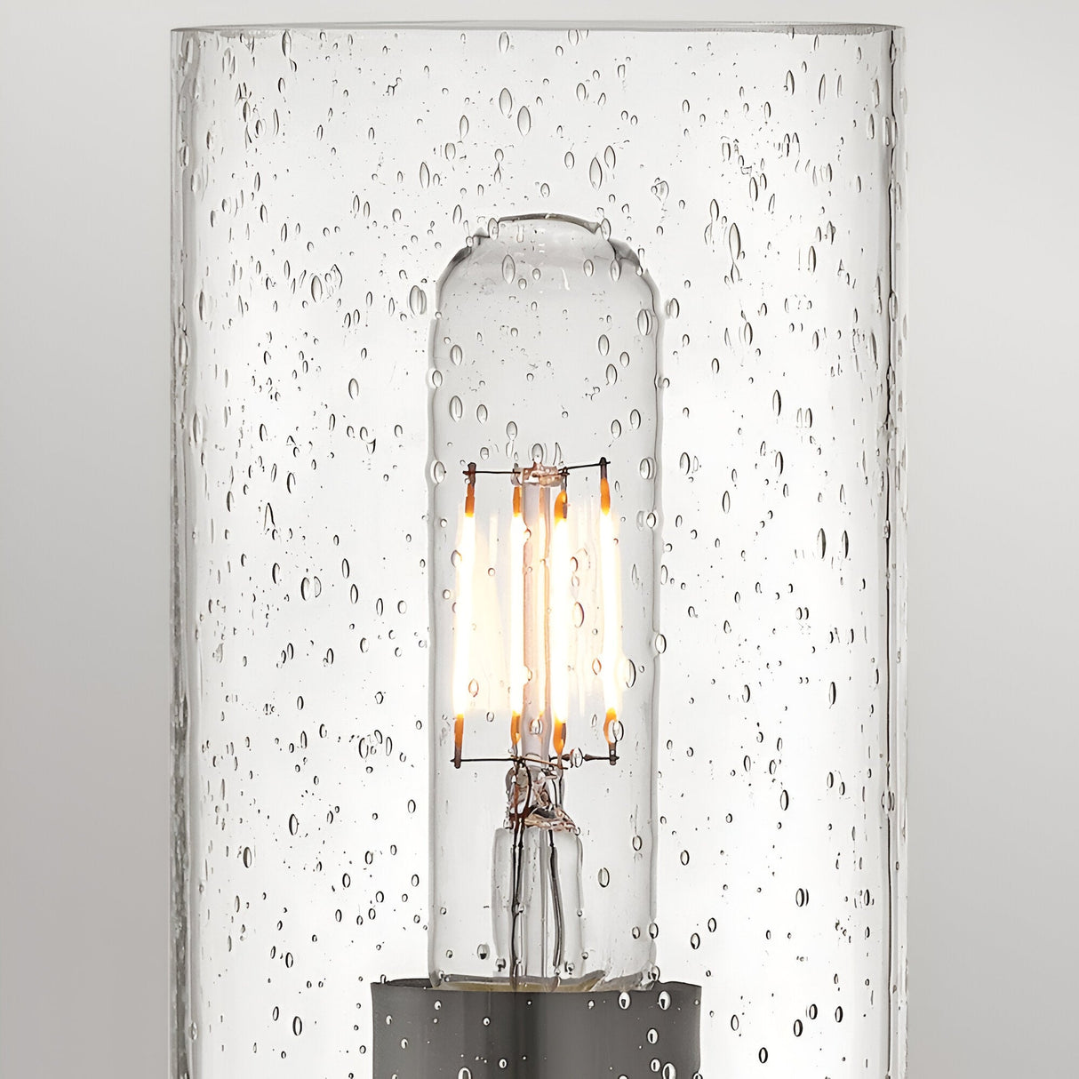 Collier 1 Light Clear Seeded Glass Wall Light - Black Oxide