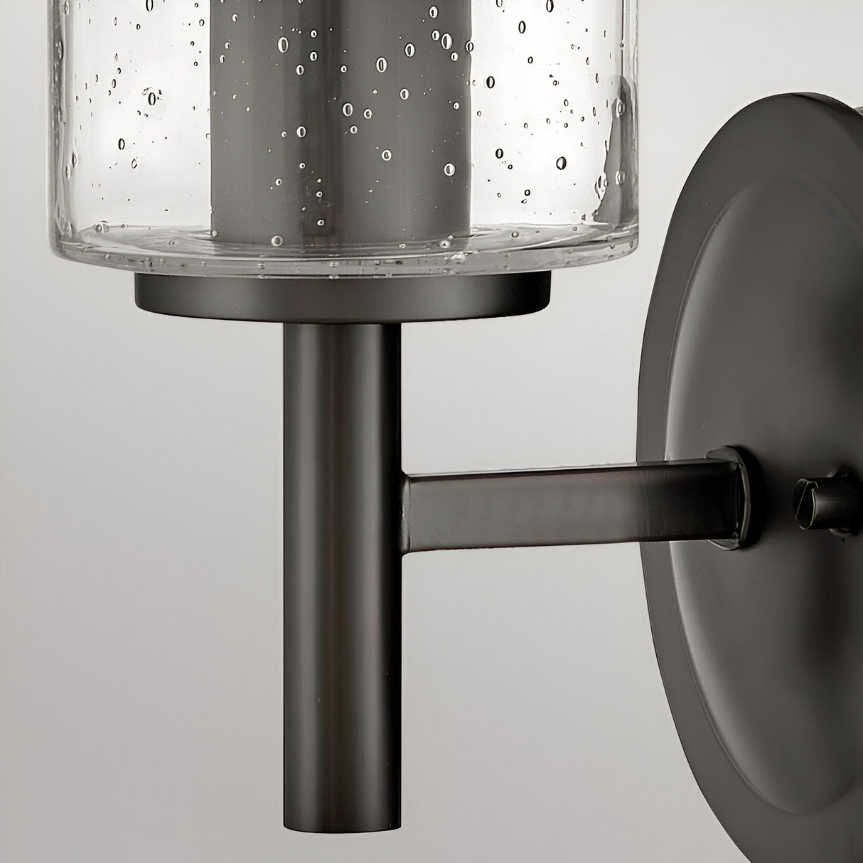 Collier 1 Light Clear Seeded Glass Wall Light - Black Oxide