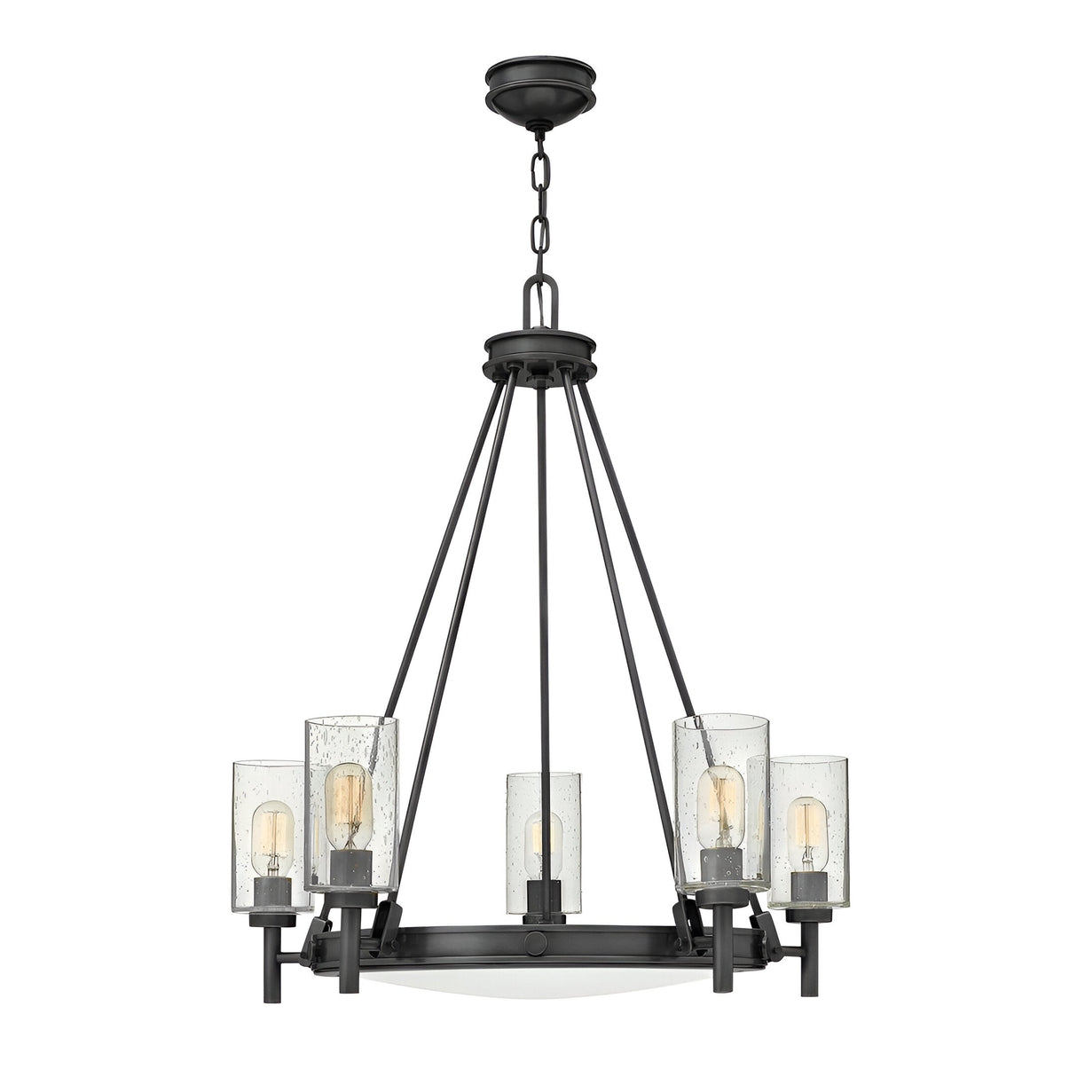 Collier 5 Light Clear Seeded Glass Chandelier - Black Oxide