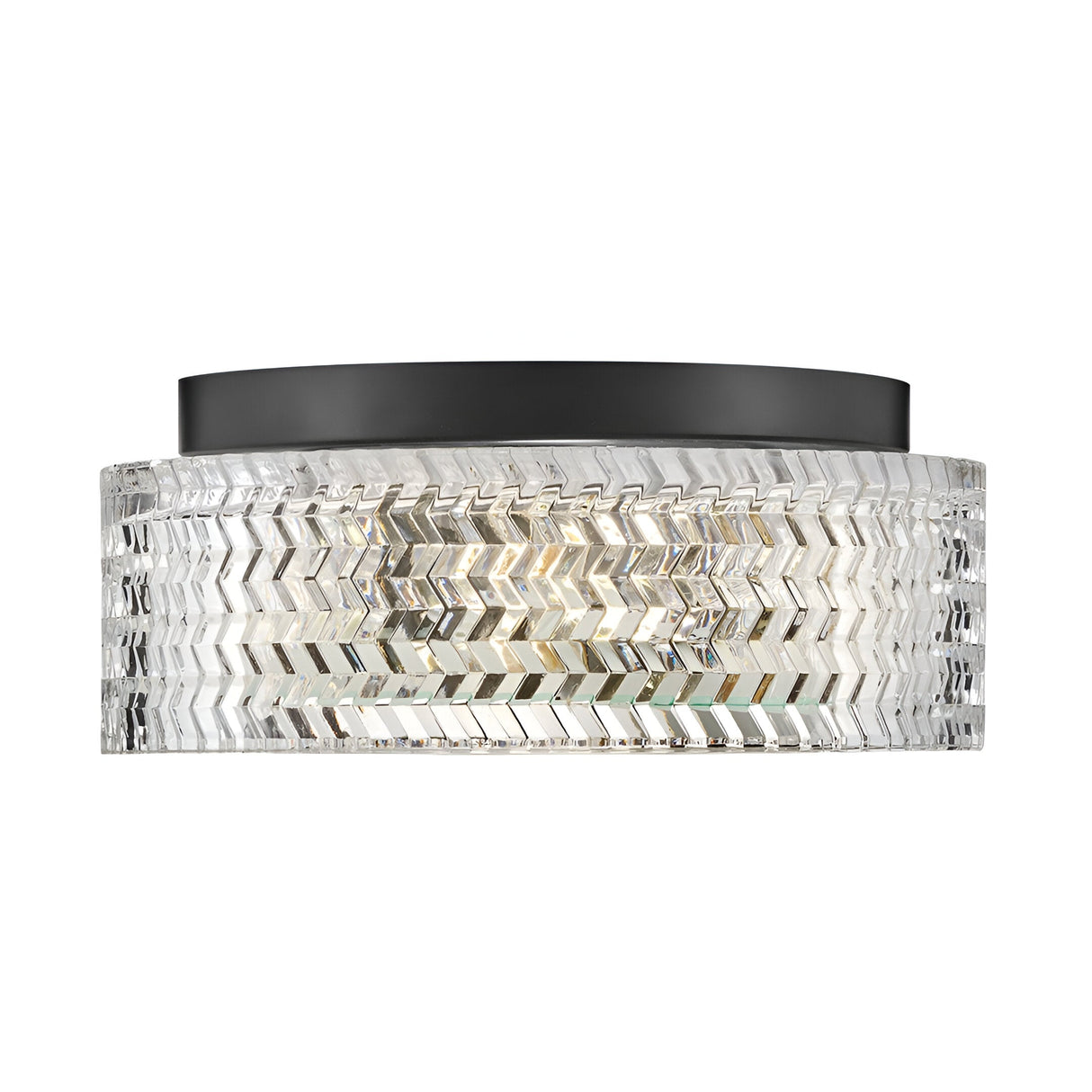 Elle 2 Light Glass Small Flush - Black