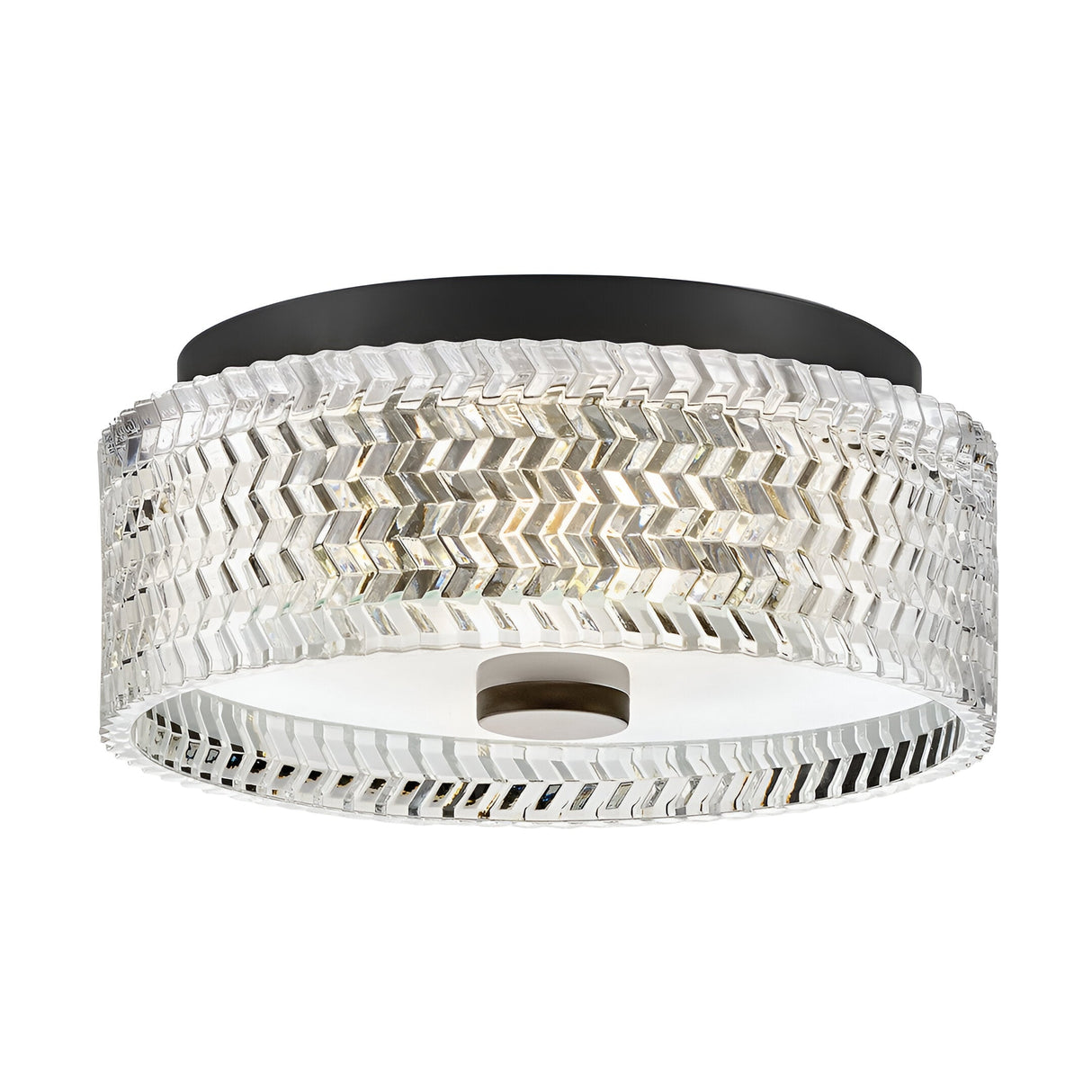 Elle 2 Light Glass Small Flush - Black