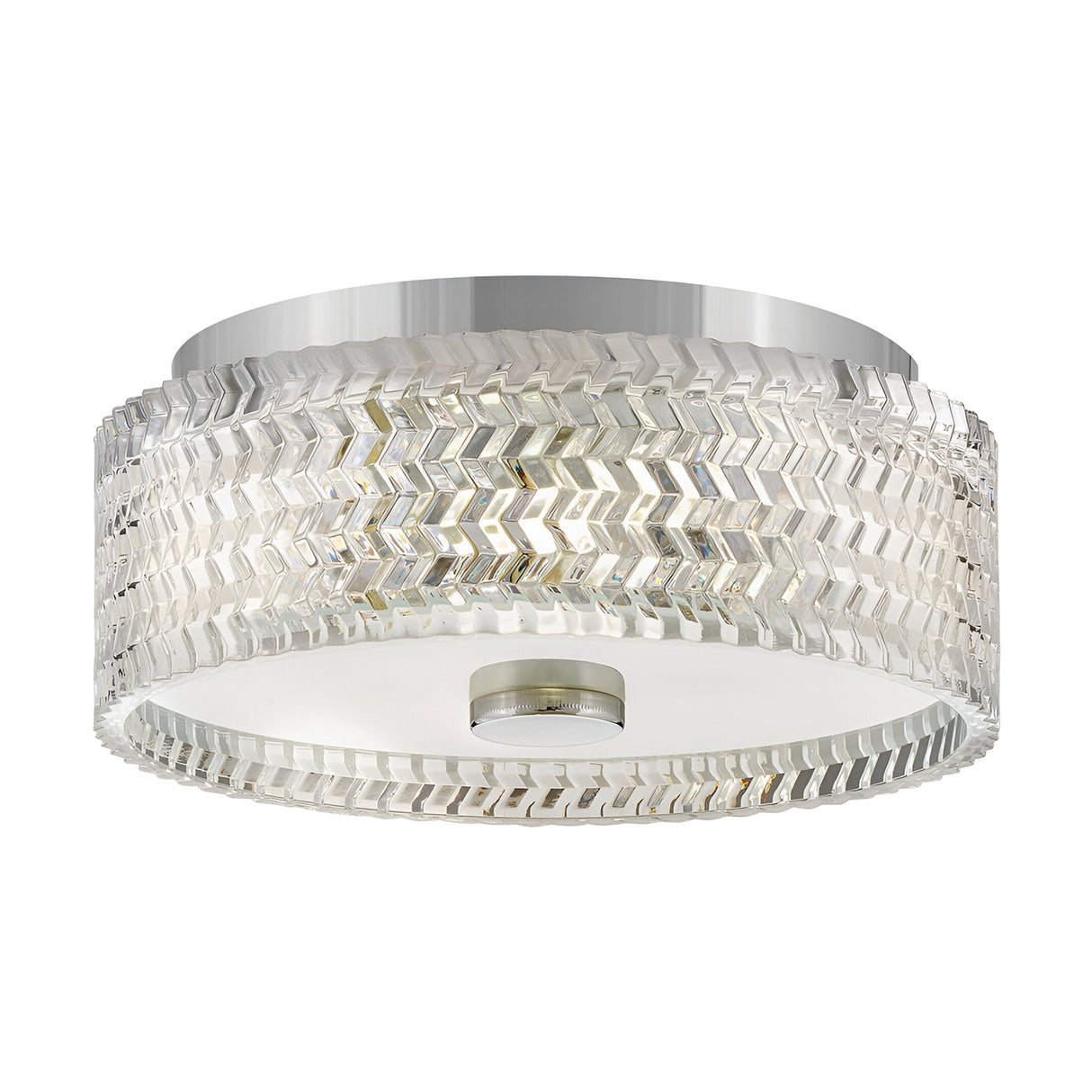 Elle 2 Light Glass Small Flush - Chrome