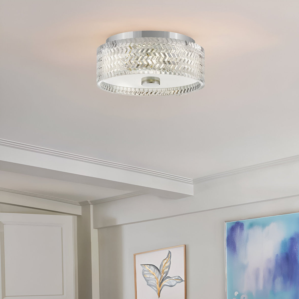 Elle 2 Light Glass Small Flush - Chrome