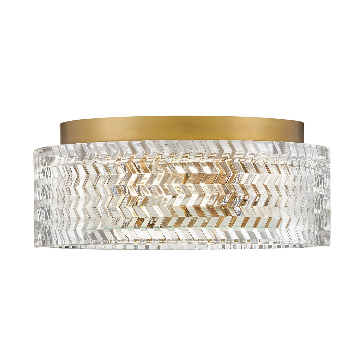 Elle 2 Light Glass Small Flush - Heritage Brass