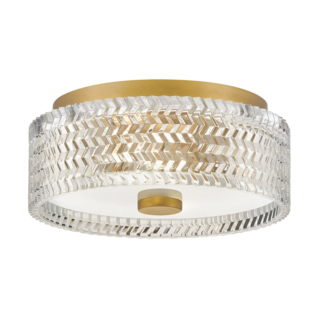 Elle 2 Light Glass Small Flush - Heritage Brass