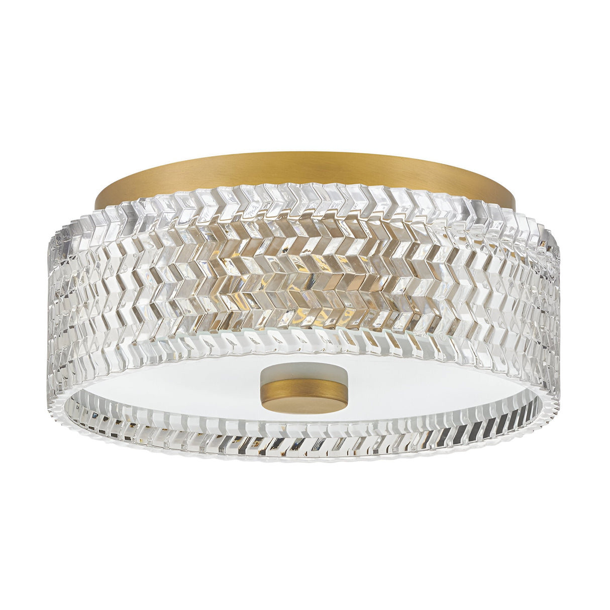 Elle 2 Light Glass Small Flush - Heritage Brass