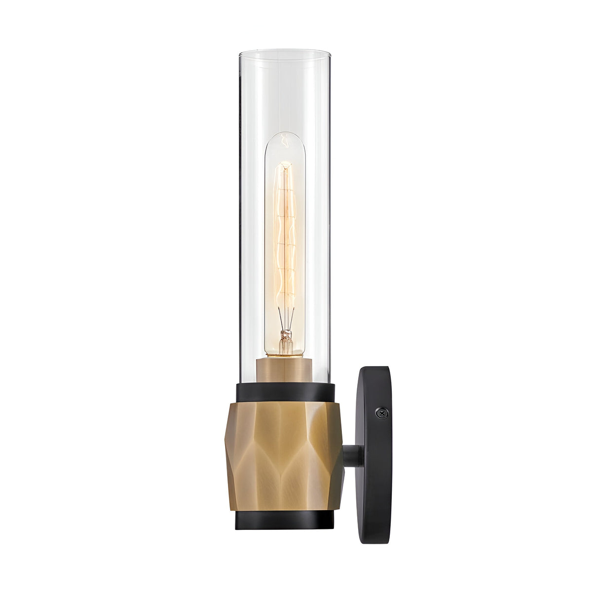 Ellison 1 Light Bathroom Wall Light - Black With Heritage Brass