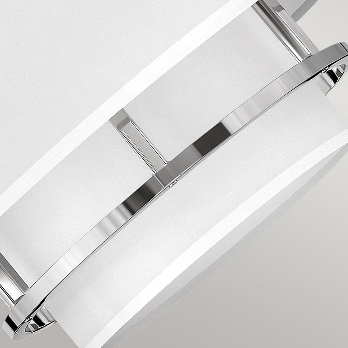 The image provides a close-up view of the Graham 3 Light Duo-Mount Pendant/Semi-Flush, showcasing its modern, sleek polished nickel finish and white acrylic design. The minimalist and contemporary style is highlighted through its circular shapes with clean lines.