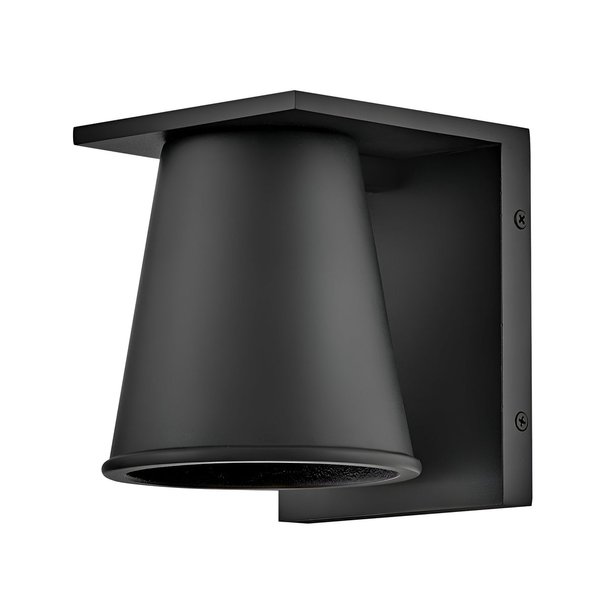 The Coastal 1 Light Small Outdoor Wall Lantern in textured black, with a conical shade and square backplate, is shown mounted against a plain white background.