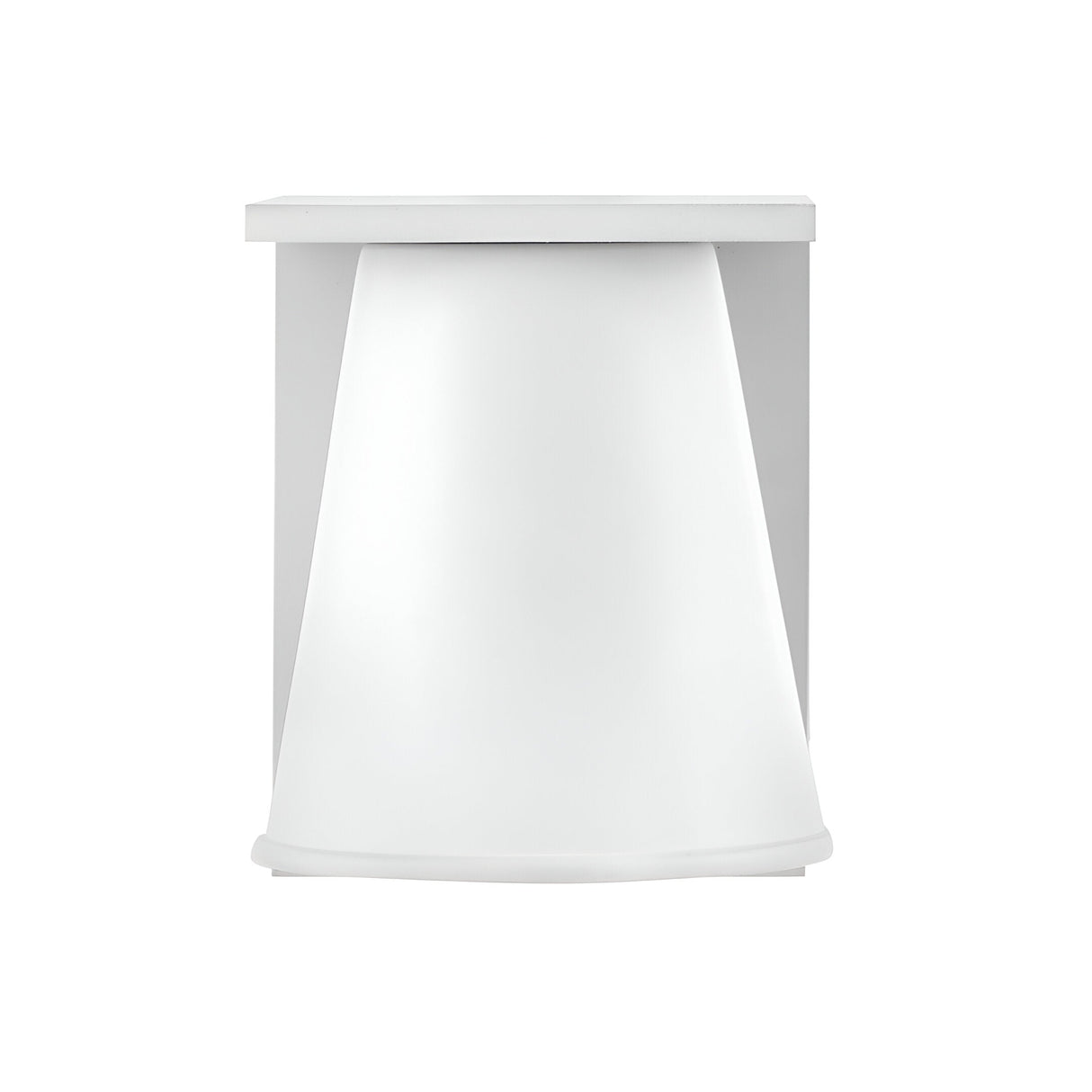 The Coastal 1 Light Small Outdoor Wall Lantern in textured white features a modern wall-mounted design with a rectangular backing and wide, curved shade, capturing sleek coastal style against a plain white background.
